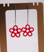 Pendientes rojos en forma de flor, accesorios artesanales inspirados en la cultura colombiana